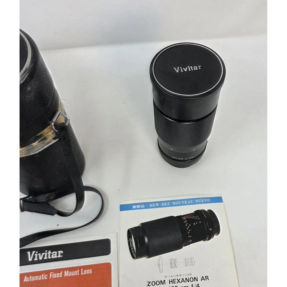 Vivitar 200mm f3.5 Auto Telephoto Lens Konica AR Mount Vintage Case Filter